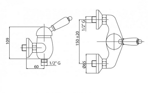 Смеситель для душа, лейка, шланг, кронштейн в компл., (цв.хром, ручка цв.белый),  ZZ Cezares Elite ELITE-D-01-Bi