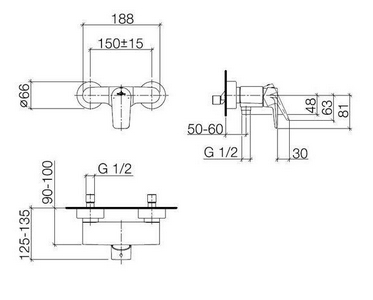 Смеситель для душа, (цв. хром),  ZZ Dorn Bracht Subway 33 300 935-00