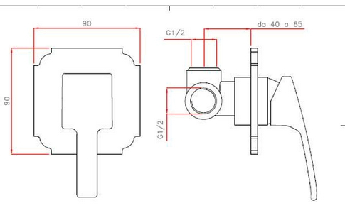 Смеситель для душа, встраиваемый в стену, (цв.хром),  ZZ Cezares Legend LEGEND-DIM-01