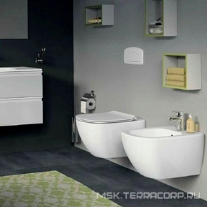 Унитаз подвесной 360х535мм, безободковый Aquablade, без сиденья, крепёж в компл., (цв.белый матовый),  ZZ Ideal Standard Tesi T0079V1