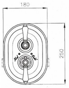 Наружная часть встр.в стену термостата д/душа 3/4, с запорным вентилем, (БЕЗ встраив.части арт.4910), (цв. бронза, ручка металл),  ZZ Nicolazzi Teide 4909 BZ 05