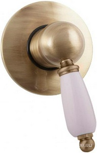 Смеситель для душа, встраиваемый в стену, (цв.бронза, ручка цв.белый),  ZZ Cezares Elite ELITE-DIM-02-Bi