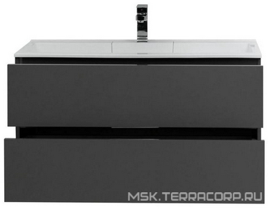 Тумба подвесная 100 см с 2 ящиками, без раковины арт.254365, цвет антрацит Aquanet Алвита 277519