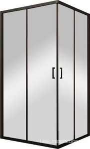 Душевой уголок 1000x1000x1950 раздвижной квадратный стекло-прозрачное, профиль черный, стекло прозрачное, ZZ Veconi RV RV13-100-01-C5