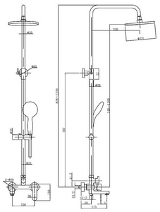 Душевая стойка стойка Aquanet Passion R3 AF300-72-R-B, с аксессуарами (ручной+верхний душ, см-тель с изливом, шланг), цв. черный матовый, ZZ Aquanet passion 261838