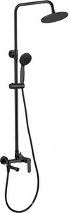Душевая стойка стойка Aquanet Passion R3 AF300-72-R-B, с аксессуарами (ручной+верхний душ, см-тель с изливом, шланг), цв. черный матовый, ZZ Aquanet passion 261838