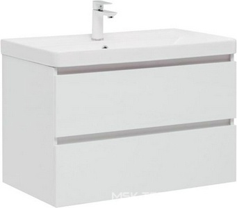 Тумба подвесная  80 см с 2 выдвижных ящиками, без раковины Ирис-80 см. арт.301805, цвет белый Aquanet Вега 308334