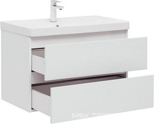 Тумба подвесная  80 см с 2 выдвижных ящиками, без раковины Ирис-80 см. арт.301805, цвет белый Aquanet Вега 308334