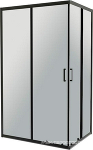 Душевой уголок 1000х800хh1950мм, прямоуг., правый/левый, (стекло прозрачн.5мм, фурн.цв.черный матовый),  ZZ BelBagno Uno-195 UNO-195-AH-2-100/80-C-NERO