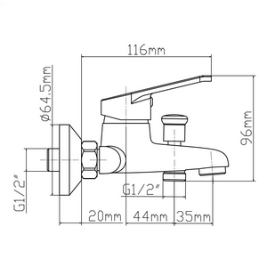 Смеситель для ванны, шланг метал.150см, лейка, держатель в компл., (цв.хром),  ZZ Latuno 100 L10003