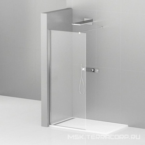 Душевая перегородка 1250хh1950мм, правая/левая, (стекло прозрачное 8мм, поперечный укорачиваемый кронштейн 1200мм, фурнит. цв.хром),  ZZ Cezares Liberta LIBERTA-L-1-125-120-C-Cr