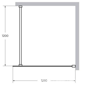 Душевая перегородка 1250хh1950мм, правая/левая, (стекло прозрачное 8мм, поперечный укорачиваемый кронштейн 1200мм, фурнит. цв.хром),  ZZ Cezares Liberta LIBERTA-L-1-125-120-C-Cr