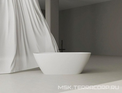 Ванна 1700х800хh605мм, отдельностоящая, литой камень S-Stone, матовый, нажимной слив камень в цвет ванны, Sofia Salini SOFIA 102526M