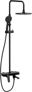 Душевая стойка  977730300 со смесителем с полкой, верхний душ 224 мм, ручной душ 120 мм, цвет черный матовый, ZZ Damixa Jupiter 977730300