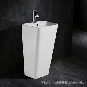 Раковина напольная отдельностоящая Azario FRETTA SQUARE 38х44х83.5 см, прямоугольная, 1 отверст под см-ль, цв. белый, ZZ Azario Fretta Square AZ-302