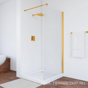 Душевая перегородка  NOVO 116, неподвижная, 116x190 см, профиль золото глянцевое, стекло сатин с поркытием BriteGuard, ZZ Vegas Glass EAF EAF NOVO 116 09 10 / BriteGuard