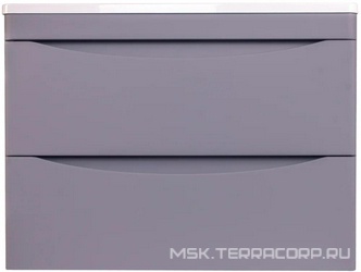 Тумба подвесная для комплекта Style Line Бергамо Мини 70 Люкс Plus,69x34,6x50 см, БЕЗ раковины арт. Мини 70х35, цв. серый матовый, ZZ