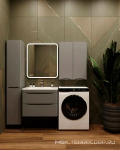 Тумба подвесная для комплекта Style Line  Мини 70 Люкс Plus,69x34,6x50 см, БЕЗ раковины арт. Мини 70х35, цв. серый матовый, ZZ Style Line Бергамо к.т. 565483 тумба