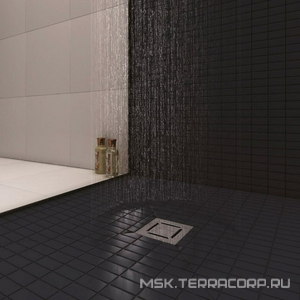 Душевой трап 100*100 мм, боковой выпуск, цвет решетки матовый хром ZZ Berges Универсал 090362