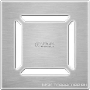 Душевой трап 100*100 мм, боковой выпуск, цвет решетки матовый хром ZZ Berges Универсал 090362