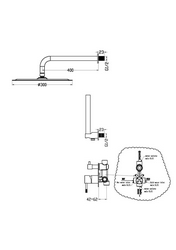 Смеситель для душа встроенный + верхний+ ручной душ (комплект) Uno Shine Gun Metall С ВНУТРЕННЕЙ ЧАСТЬЮ, черный ZZ Boheme UNO 464-SGM