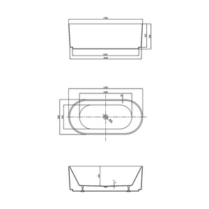 Ванна 1700х800хh580мм, отдельностоящая, интегрир.слив перелив, д/к в цвет ванны в компл.,(акрил цв.белый мат.), Vincea ZZ Vincea Ванны VBT-426-1700MW