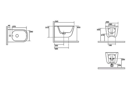 Биде подвесное 54х35см, крепёж арт.WB9N в компл., (цв.белый матовый),  ZZ Kerasan Tribeca 512530