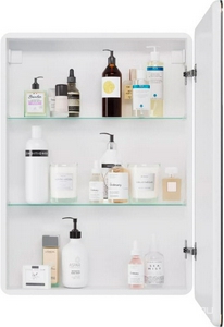 Зеркало-шкаф , 60x80x15 см, 1 дверца, 2 стеклянные полки, сенсорный выключатель, LED-подсветка, розетка, ZZ Dreja POINT 99.9032