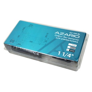 Сифон для раковины 1*1/4, цилиндр, без донного клапана, цв. черный Azario Универсал AZ-108-BL