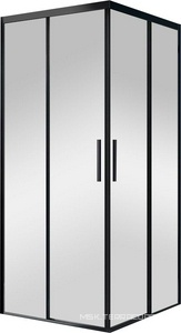 Душевой уголок 900x900хh1950мм, квадратн., раздвижные двери, (стекло прозрачное 6мм Easy Clean, фурн.цв.черный мат.),  ZZ Vincea Soft VSS-3SO900CLB