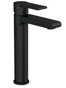 Смеситель для раковины, высокий, донный клапан click clack в комплекте, цв.черный матовый Cersanit Brasko 63111