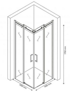Душевое ограждение 100х100 см, раздвижные двери, профиль хром, стекло прозрачное, без поддона ZZ Berges GELIOS 061027