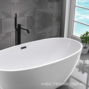 Смеситель для ванны, напольный, душевая лейка, шланг в компл., (цв.черный матовый),  ZZ Vincea Desire VTF-1DMB