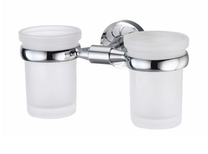 Стаканчик стеклянный, двойной, настенный, хром, Isen, ZZ Wasserkraft donau K-4028D