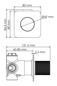 Переключатель потоков на 2 потребителя., скрытая внутренняя часть в компл., цв. никель, ZZ Wasserkraft Tauber A296