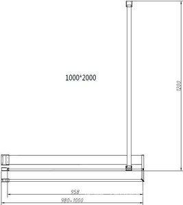 Душ.перегородка 1000хh2000мм, правая/левая, (стекло тонированное 8мм Easy Clean, поперечн. укорачиваемый кронштейн 1200мм, фурнит.цв.хром),  ZZ Vincea Walk-In VSW-4HR100CG