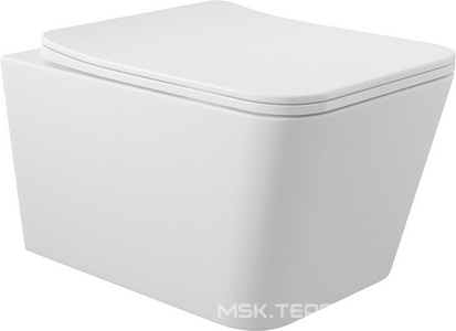 Унитаз подвесной 520х370мм, безободковый, сиденье с микролифтом, крепёж в компл., (цв.белый матовый),  Aqueduto Macio MAC0120