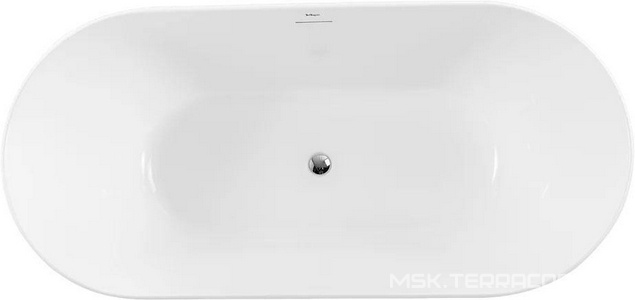 Ванна 1700x800xh610мм, отдельностоящая, слив-перелив, пробка слива цв.белый мат. в компл., (акрил цв.белый матовый), BelBagno ZZ BelBagno Универсал BB413-1700-800-MATT