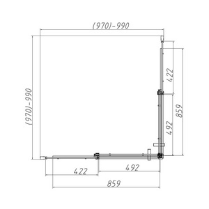 Душевой уголок 1000х1000хh2000мм, квадр., (стекло прозрачное 8мм Easy Clean, фурн.цв.черный мат.),  ZZ Vincea Dice VSS-4D100CLB