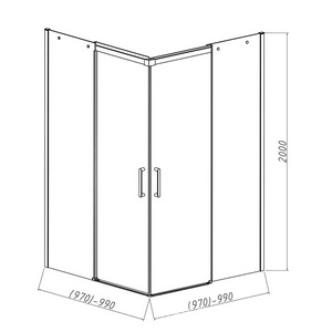 Душевой уголок 1000х1000хh2000мм, квадр., (стекло прозрачное 8мм Easy Clean, фурн.цв.черный мат.),  ZZ Vincea Dice VSS-4D100CLB