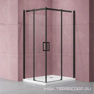 Душевой уголок 1000х1000хh2000мм, квадр., (стекло прозрачное 8мм Easy Clean, фурн.цв.черный мат.),  ZZ Vincea Dice VSS-4D100CLB