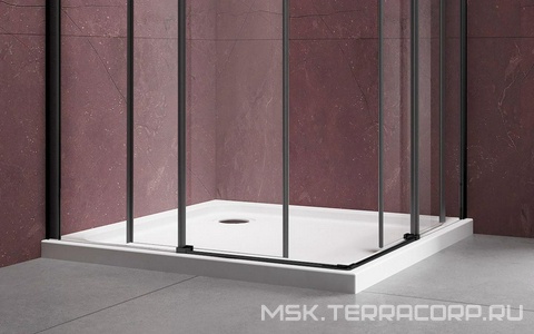 Душевой уголок 1000х1000хh2000мм, квадр., (стекло прозрачное 8мм Easy Clean, фурн.цв.черный мат.),  ZZ Vincea Dice VSS-4D100CLB