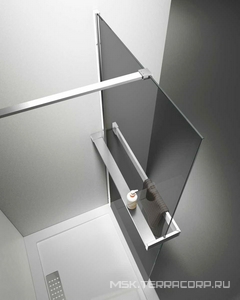 Душ.перегородка 900хh2000мм, правая/левая, (стекло тонированное 8мм Easy Clean, поперечн. укорачиваемый кронштейн 1200мм, фурнит.цв.хром),  ZZ Vincea Walk-In VSW-4HR900CG