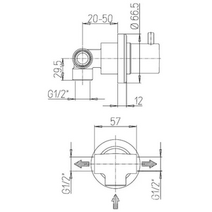 Переключатель на 2 потребителя, встраиваемы в стену, (цв. брашированное золото PVD),  ZZ Paini Cox 78PJ425