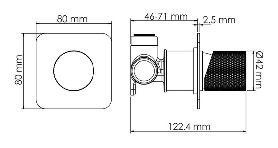 Смеситель для душа встраиваемый, внутренняя часть в компл, лейка и шланг приобрет. отдельно, цв.никель, ZZ Wasserkraft Tauber 6451