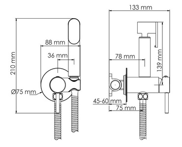 Гигиенический душ со смесителем, внутренняя часть в компл., глянцевое золото PVD, ZZ Wasserkraft Sauer A70738