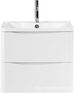 База под раковину подвесная с двумя выкатными ящиками, 696x455x500мм, без раковины, (цв.Bianco Lucido), Acqua ZZ BelBagno ACQUA ACQUA-700-2C-SO-BL