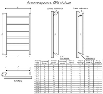Полотенцесушитель водяной 80х50 см, подключение универсальное, цв. черный матовый, KL Двин J Plaza 4656754417081