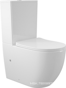 Унитаз-компакт напольный, безободковый, с бачком, 630х385мм, сиденье с микролифтом, крепеж в компл, (цв.белый глянц.),  ZZ Aqueduto Ovo AQDSOVO10