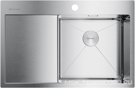 Мойка кухонная 780x510 мм, нерж. сталь 1,2 мм, в комплекте крепёж, донный клапан, сифон, декоратив. корзинчатый элемент, цв.вороненая сталь ZZ Omoikiri Akisame 4973061